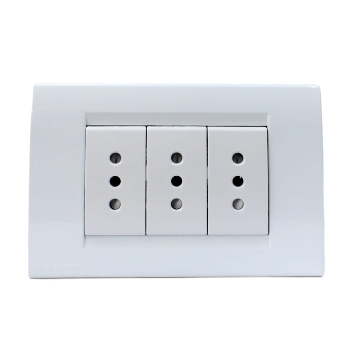 Tomacorriente triple 2P+T 10A Civil blanco