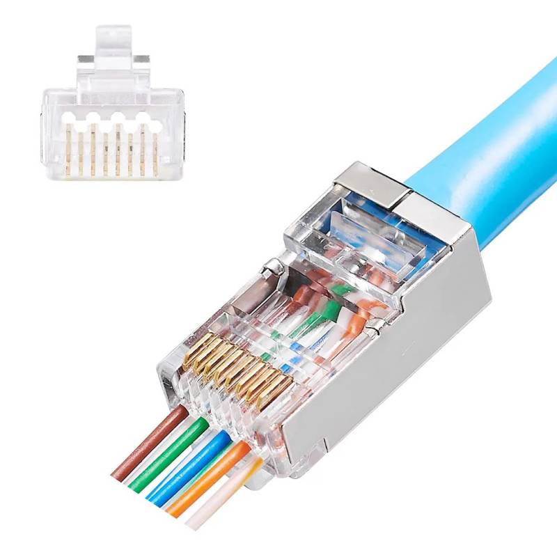 Conector RJ45 EZ BLINDADO MACHO CRIMPEABLE CAT6 FTP