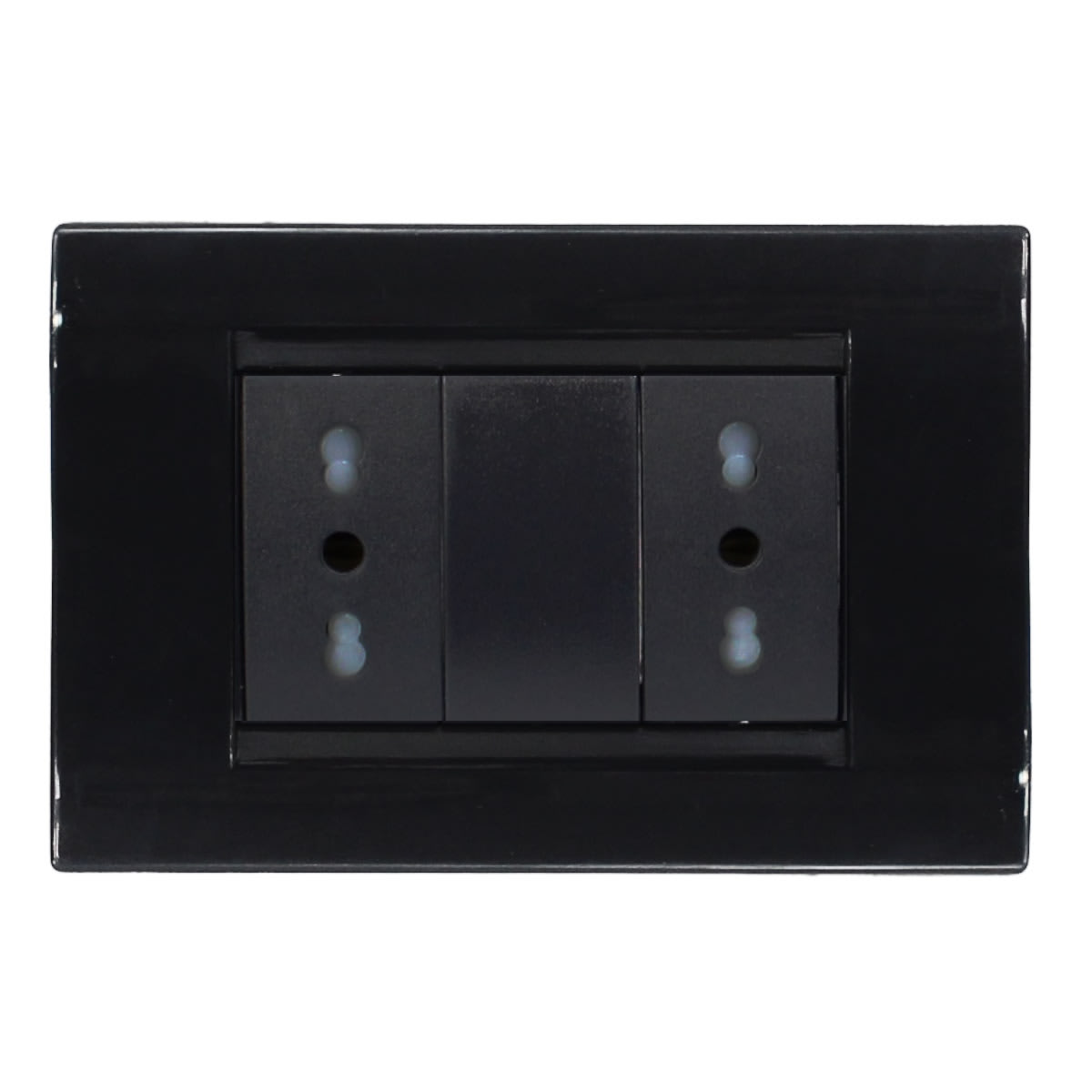 Tomacorriente doble 2P+T 10-16A Civil negro