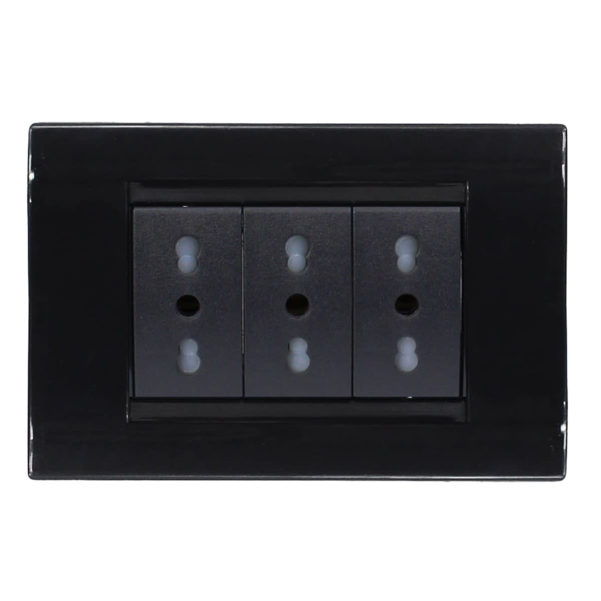 Tomacorriente triple 2P+T 10-16A Civil negro